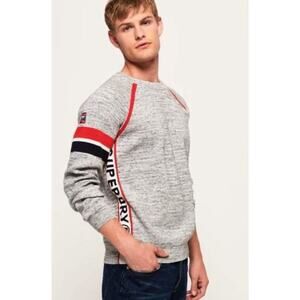 SUPERDRY Jumper Sweater Mens Ribbed Crew Neck Designer Retro Knitted Knitwear L